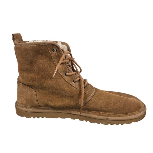 UGG Harkley 1016472 Men's Boots Suede Fur Chestnut Brown Lace Up Sz 17 - Picture 8 of 11